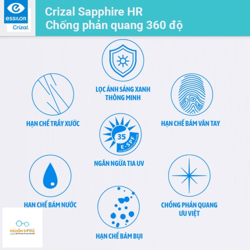 Tròng Kính Essilor - Crizal Sapphire HR 1.67