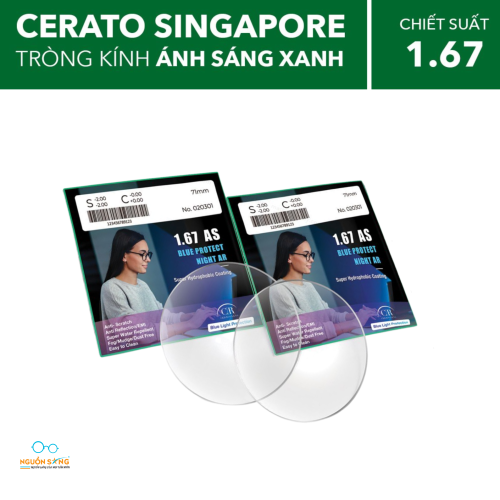 Tròng Kính Mỏng Chống Ánh Sáng Xanh Cerato Blue Protect Night Ar 1.67 AS