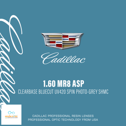Tròng Kính Đổi Màu Khói Cadillac Lens 1.60 Spin Photo MR8 ASP BlueCut 