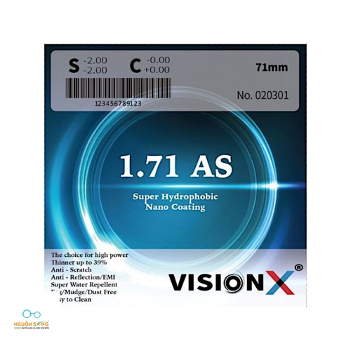Tròng Kính VisionX 1.71 AS (nano coating)