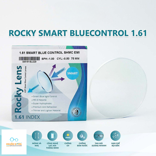 Tròng Kính Rocky Smart Blue Control 1.61